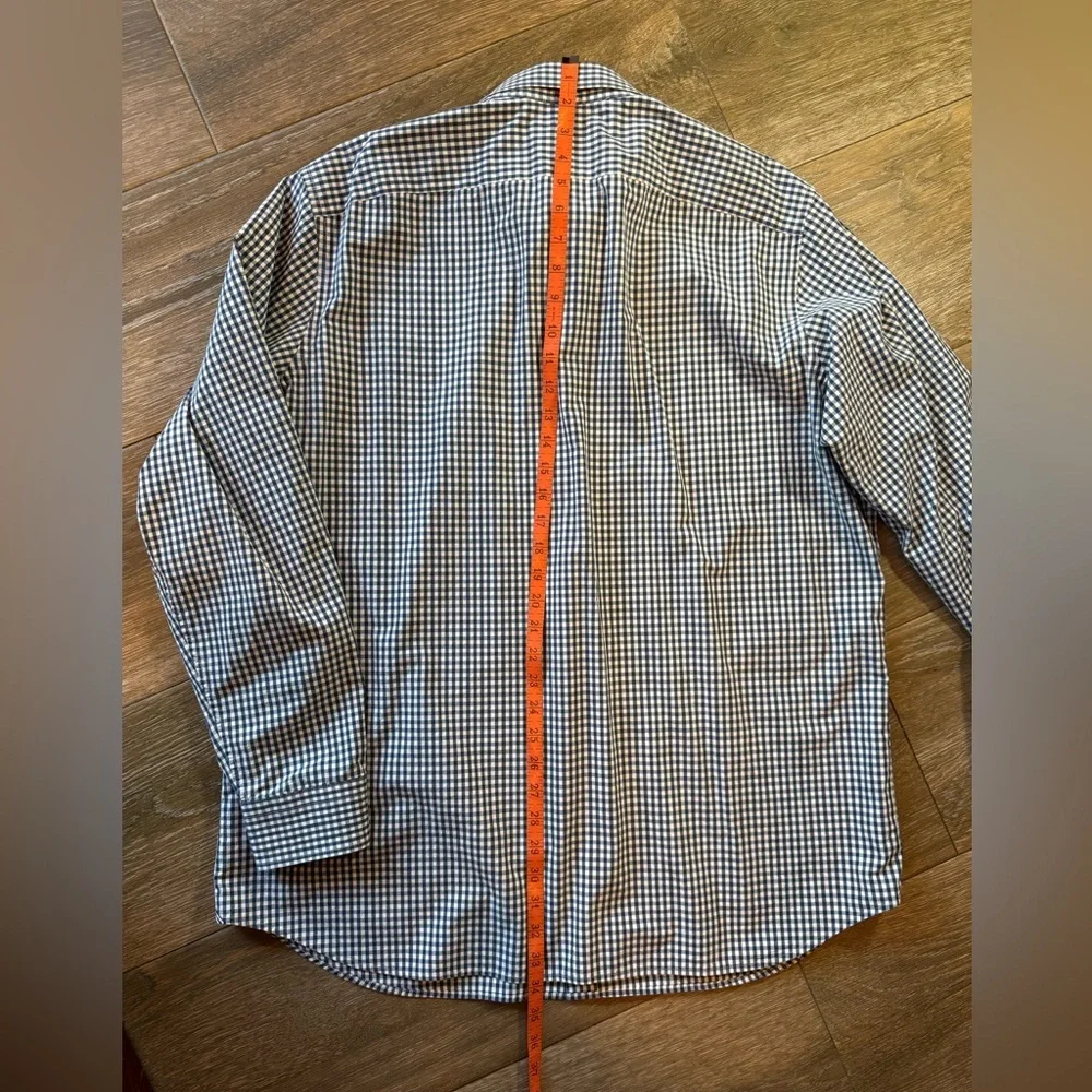 Banana Republic Camden Fit mens' navy gingham button front shirt size XL